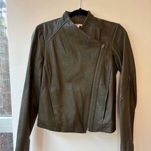 Helmut Lang Olive Green Leather Jacket
